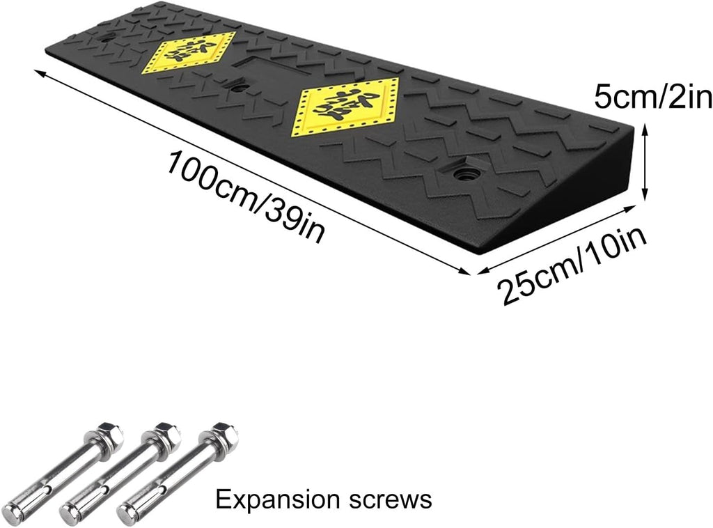 Auto Curb Ramps, Rubber Ramp, 1.6-5.9 in Rise Height Driveway Ramp, Door Threshold Ramp, for Driveway, Loading Dock, Sidewalk, Car, Scooter, Bike, Motorcycle, Wheelchair,(100 * 25 * 5Cm)