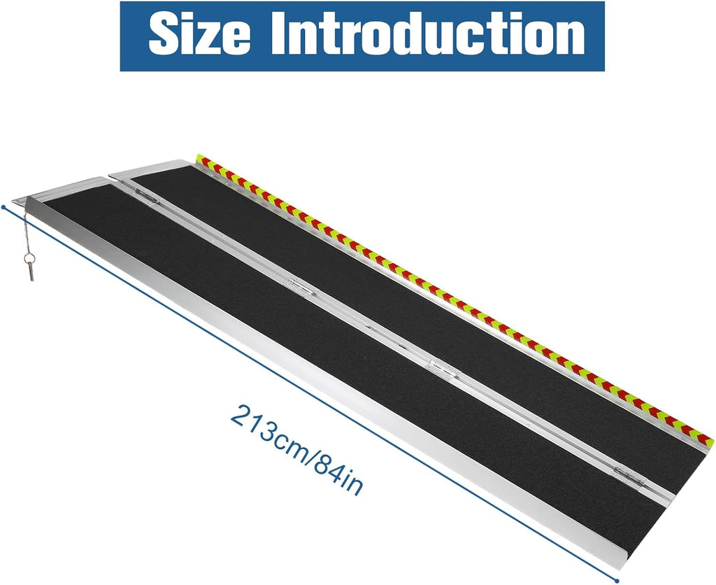 Generic Portable Wheelchair Ramp Aluminum Folding Handicap Ramp Door Threshold Wheelchair Ramp for Home Steps Stairs Entry Threshold Doorways