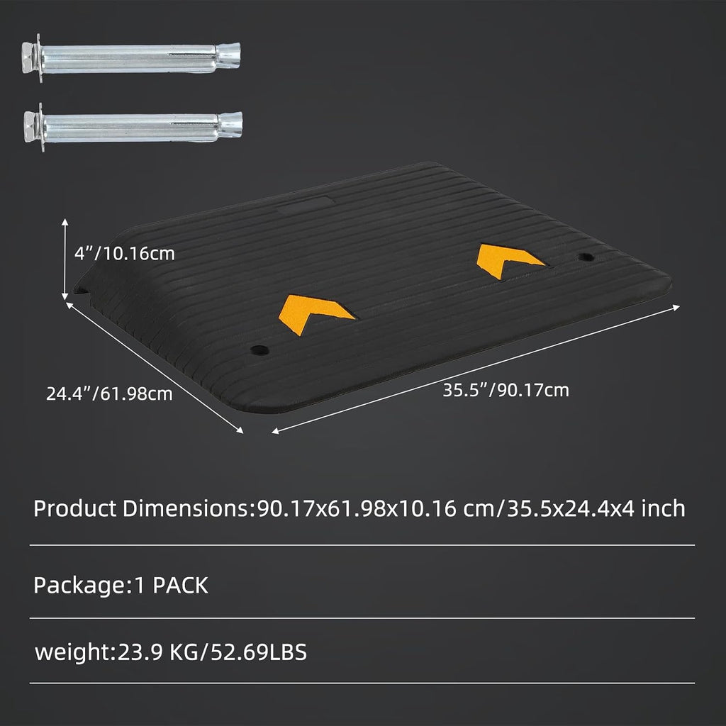 4' Rubber Threshold Ramp, 33000 Lbs Capacity Wheelchair Ramp with Non-Slip Surface, Portable Mobility Ramps for Doorways, Steps, Curbs, Driveways, Scooters & Walkers