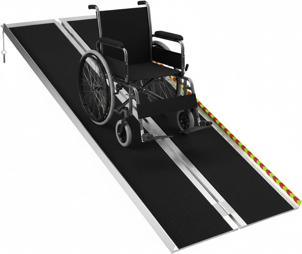 Generic Portable Wheelchair Ramp Aluminum Folding Handicap Ramp Door Threshold Wheelchair Ramp for Home Steps Stairs Entry Threshold Doorways