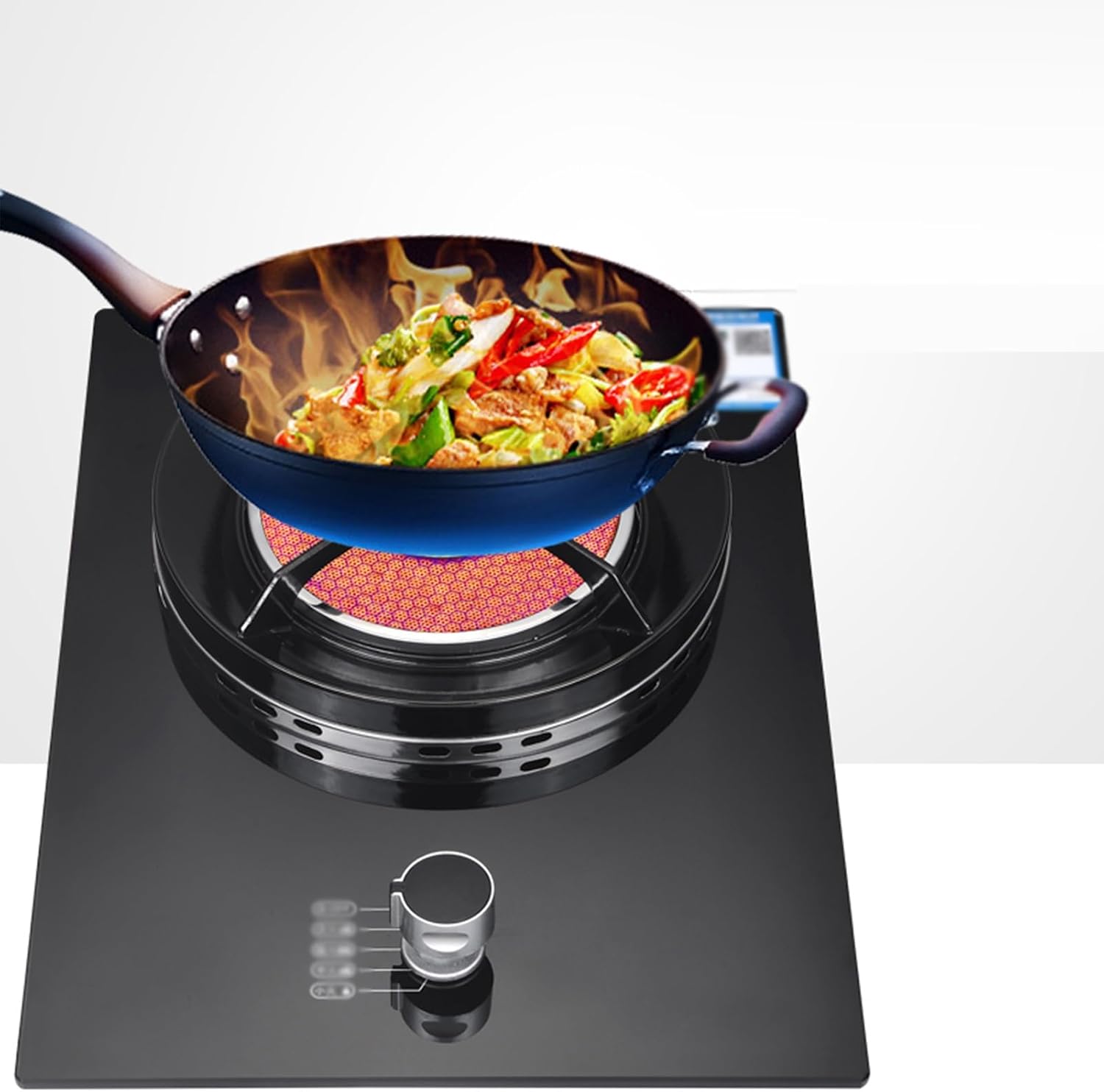 Gas Stove 1 Burner,4.2KW Gas Cooker,Gas/LP Gas Conversion Stove,Tempered Glass Cast Iron Pot Rack,with Flameout Protection,for Home Kitchen(LPG)