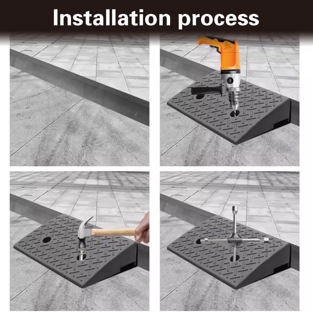 Curb Ramps Driveway Ramps Portable Shed Ramps Threshold Ramps for Cars Wheelchairs Bikes Motorcycles(19.7x31.5x7.5in)