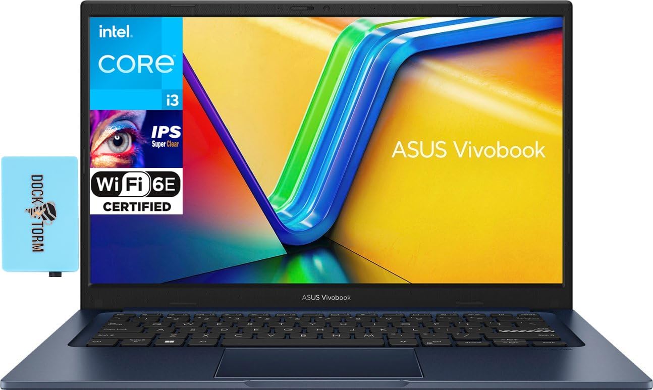 ASUS Vivobook Laptop 14.0' FHD Display (6-Core Intel i3-1215U, 16GB RAM, 1TB PCIe SSD, Intel UHD, WiF 6E, Bluetooth 5.3, Webcam, Win 11 Pro) w/DKZ USB Hub Port Expander