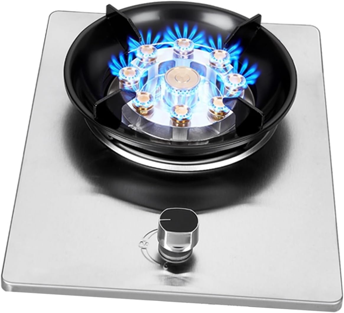 Gas Cooker 1 Burner,5.2KW Kitchen Counter Top Stove,Catering Indoor Regulators,Cast Iron Pot Rack,with Flameout Protection,for Home Kitchen Motor Home Camp(LPG)