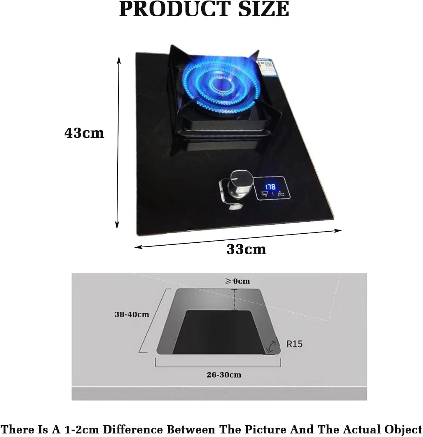 1 Burner Gas Stove,5.2KW Nine-Cavity High-fire Timer,Gas/LP Gas Conversio,with Flameout Protection,for Home Kitchen(NG)