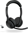 Jabra Evolve2 55 Stereo Wireless Headset - Features AirComfort Technology, Noise-Cancelling Mics & Active Noise Cancellation - MS Teams Certified, Works with Other Platforms - Black
