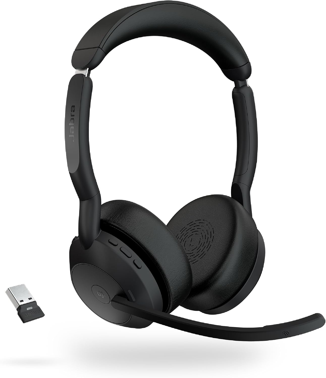 Jabra Evolve2 55 Stereo Wireless Headset - Features AirComfort Technology, Noise-Cancelling Mics & Active Noise Cancellation - MS Teams Certified, Works with Other Platforms - Black