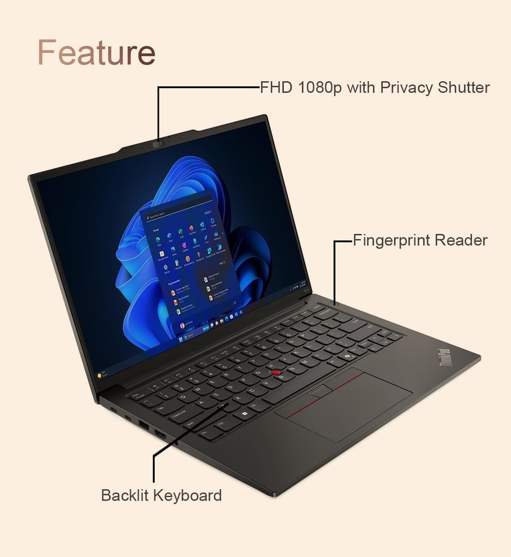 Lenovo ThinkPad E14 Business Touchscreen Laptop | Office 365 for The Web | 13th Gen Intel Core i5-1335U | 24GB RAM, 512GB SSD | Windows 11 PRO| Backlit Keyboard, Fingerprint Reader | RJ-45