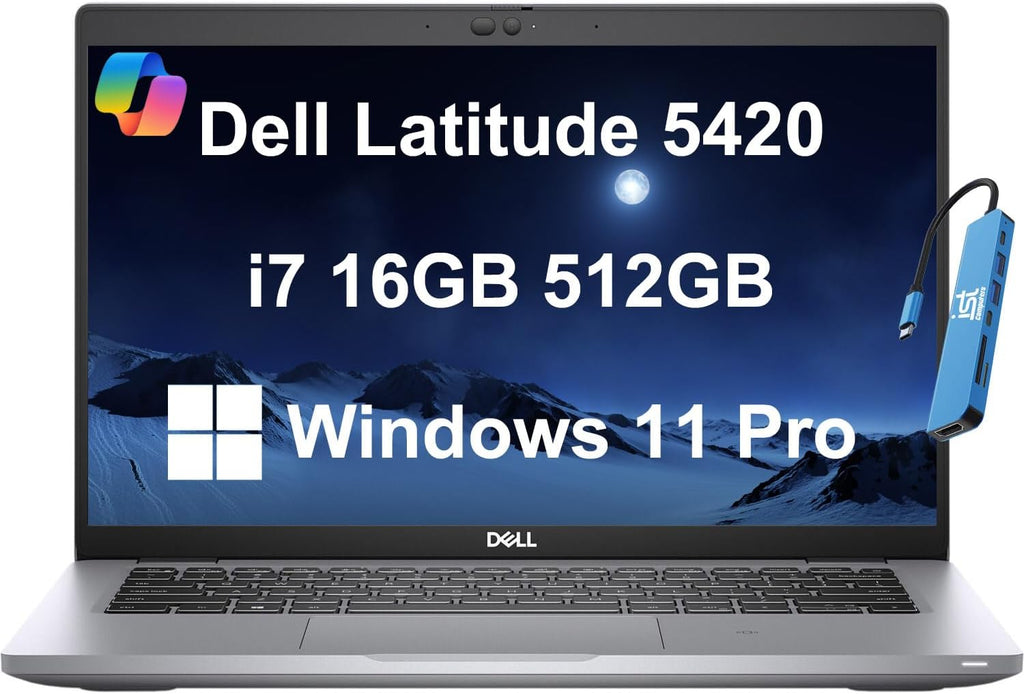 Dell Latitude 5420 Business Laptop (14' FHD Anti-Glare, Intel Core i7-1185G7, 16GB RAM, 512GB SSD) 2 x Thunderbolt 4, Backlit, HD IR Webcam, Ethernet, Wi-Fi 6, Bluetooth 5.1, IST HUB, Win 11 Pro, Gray