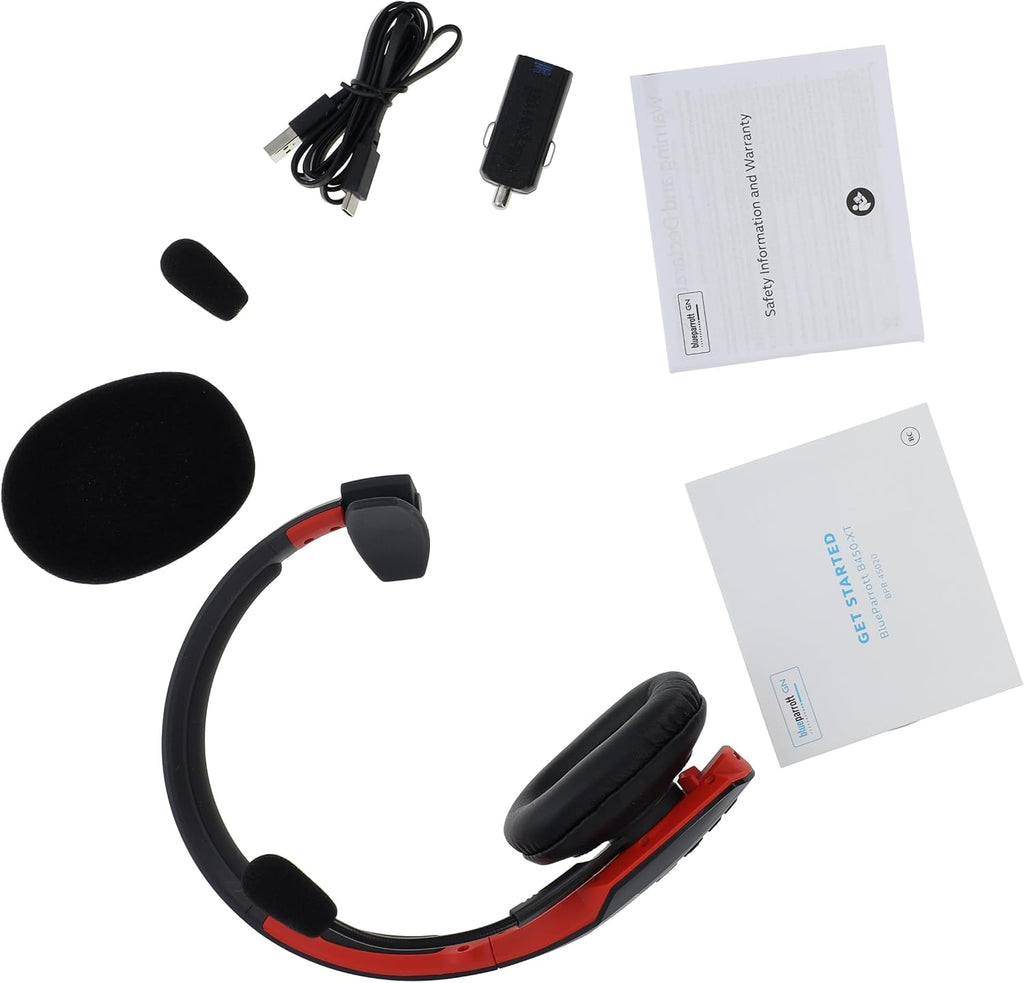 Cummins Edition BlueParrott B450-XT Noise Cancelling Bluetooth Headset – Unique Design with Industry Leading Sound & Improved Comfort, Up to 24 Hours of Talk Time, IP54-Rated, Black Red