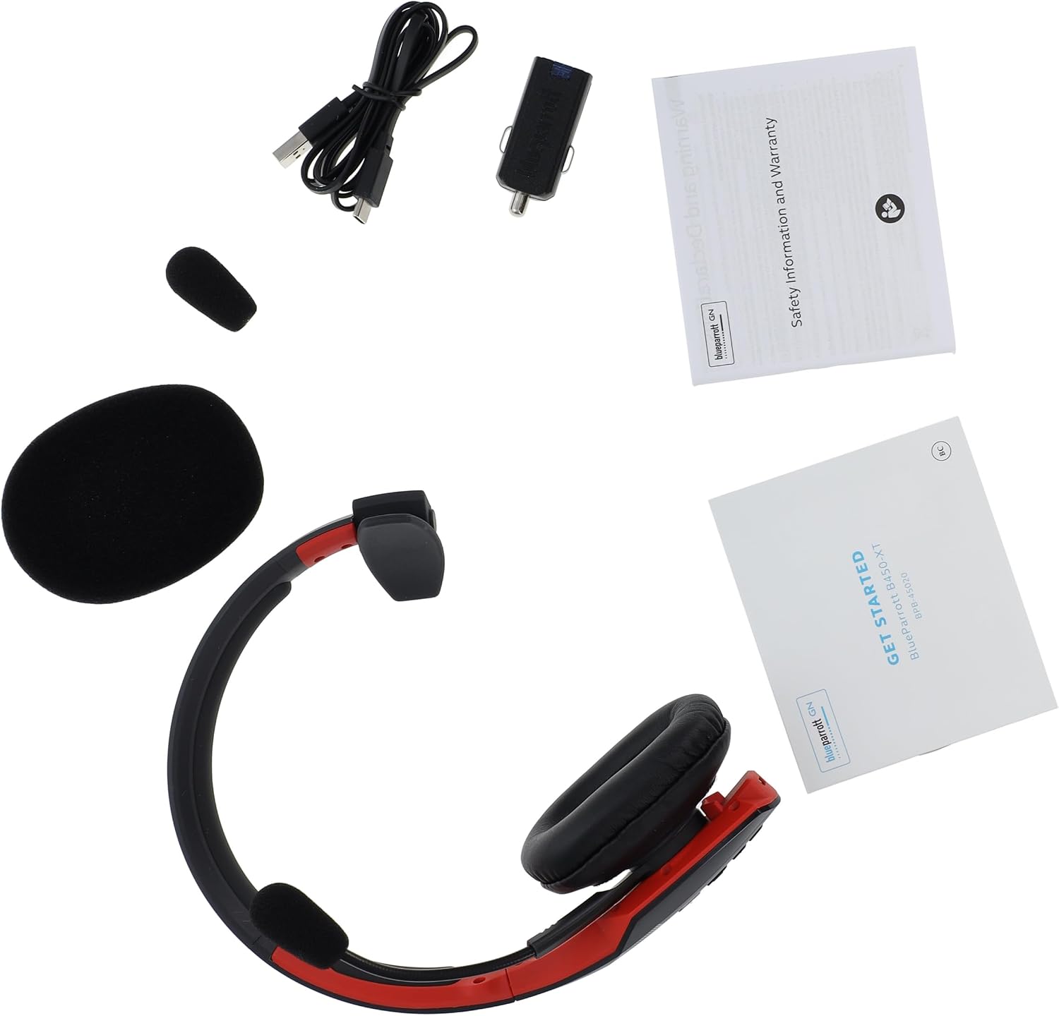 Cummins Edition BlueParrott B450-XT Noise Cancelling Bluetooth Headset – Unique Design with Industry Leading Sound & Improved Comfort, Up to 24 Hours of Talk Time, IP54-Rated, Black Red