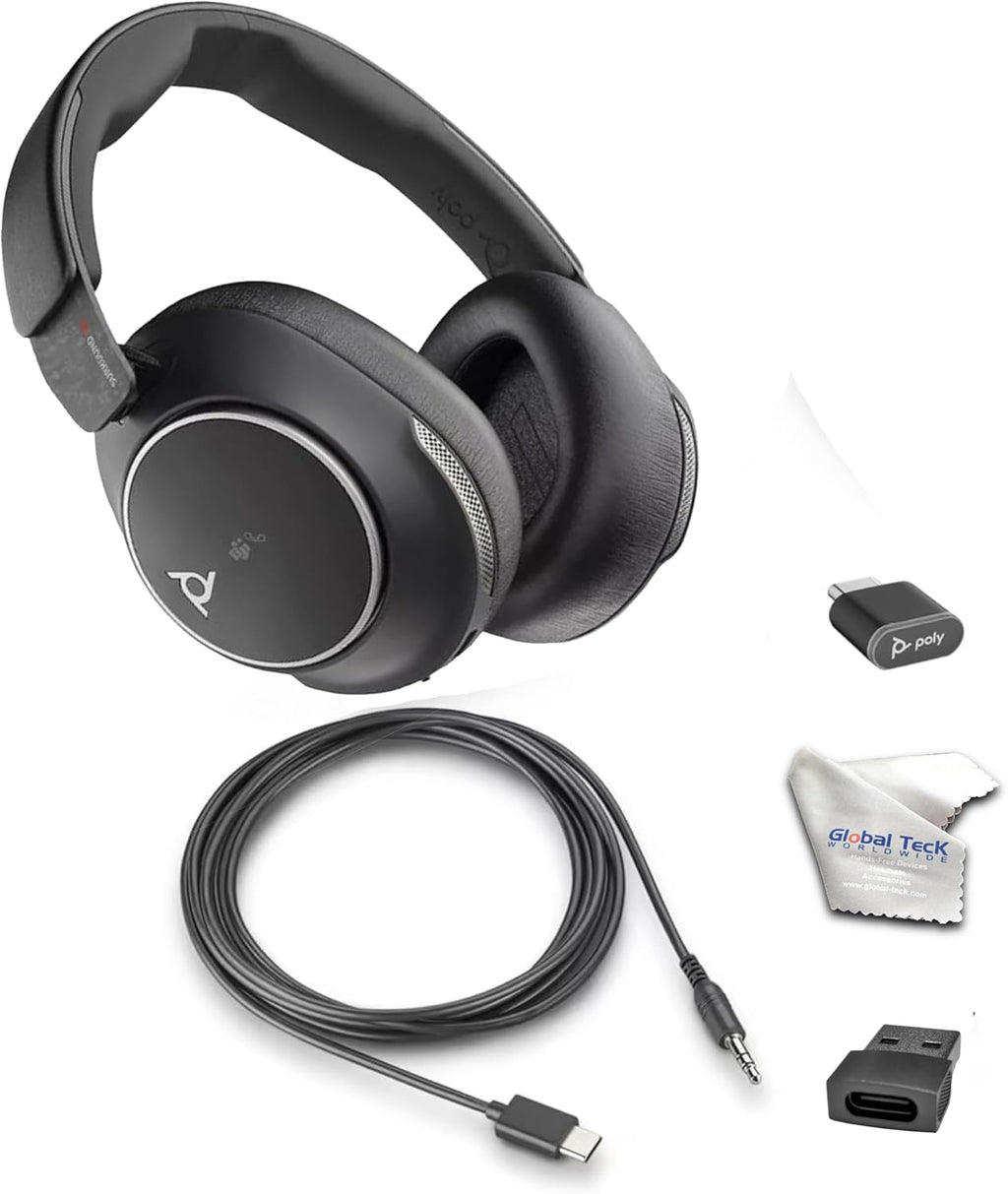 Poly Voyager Surround 80 USB-C & UC Bluetooth Headset With Active Noise Cancellation (ANC), Boomless Microphone, Open Office Certified, Multi-Device Support for Cellphones, PC/Mac, Includes Microfiber