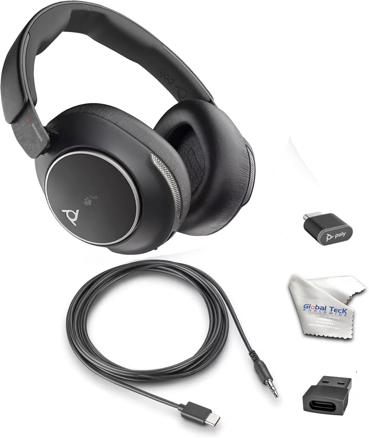 Poly Voyager Surround 80 USB-C & UC Bluetooth Headset With Active Noise Cancellation (ANC), Boomless Microphone, Open Office Certified, Multi-Device Support for Cellphones, PC/Mac, Includes Microfiber