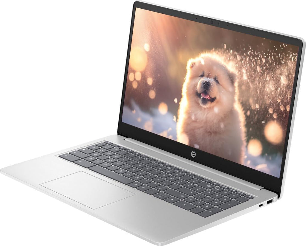 HP Chromebook 15.6 Inch Laptop for College Students, Intel 4-Core Processor N (Beat i5-8250U), 8GB DDR5 SA RAM, 64GB eMMC, Chrome OS, UHD Graphics, Arctic Silver (Renewed), 15a-na002