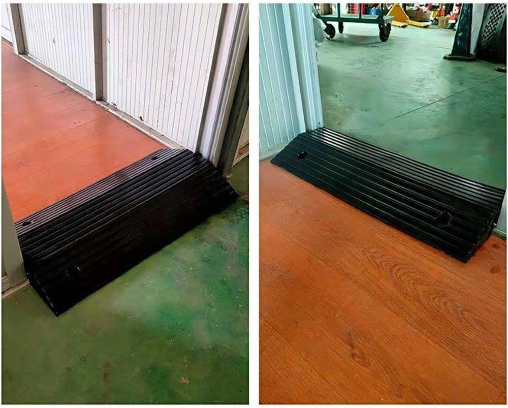 Rubber Threshold Ramp 4' 3' Rise Wheelchair Ramps Heavy Duty Bridge Ramp Non Slip Entry Ramps for Home/Garage/Door/Steps/Driveway(Hight 8cm/3inch)