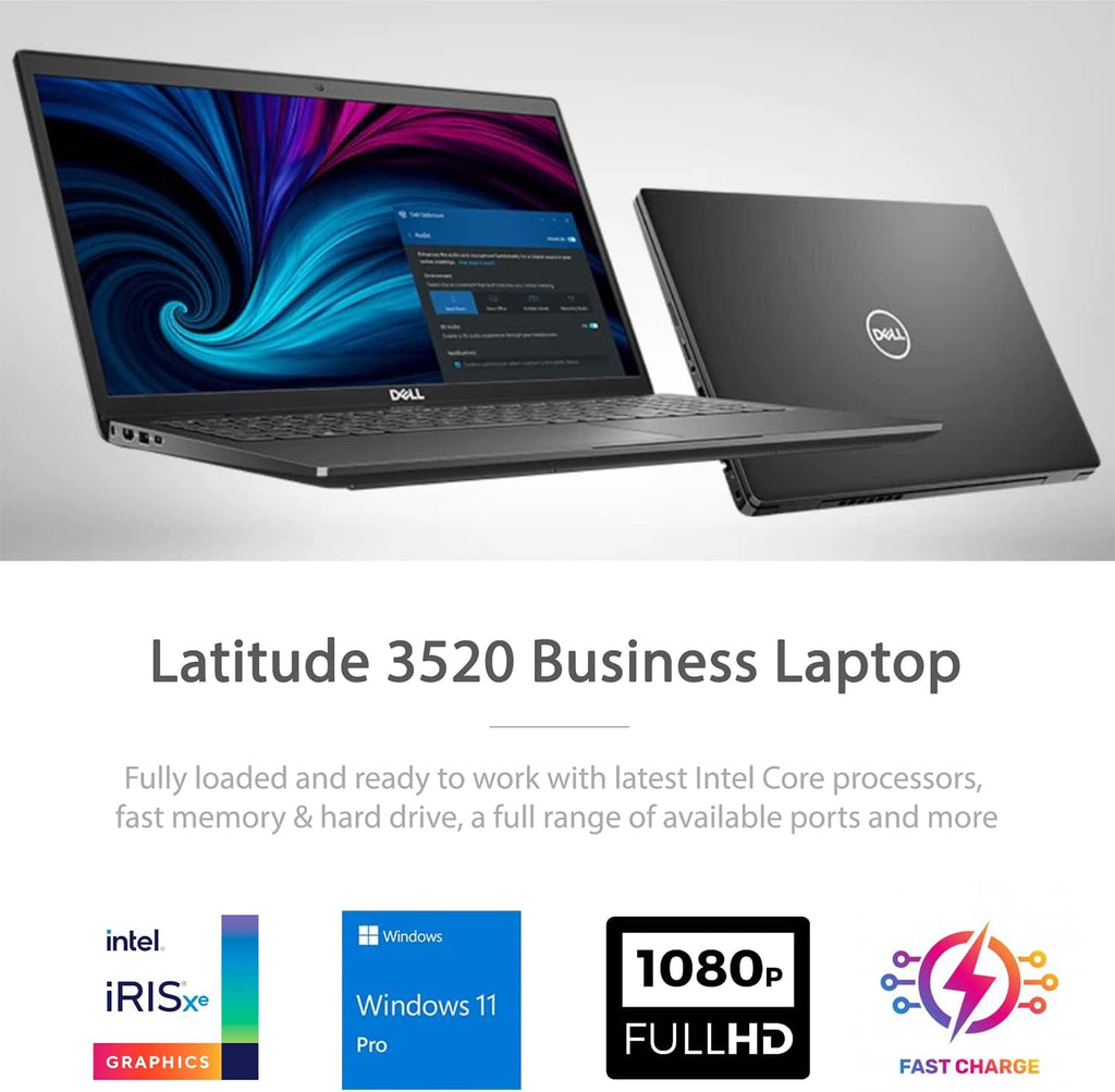 Dell Business Laptop Latitude 3520, 15.6' FHD Display, Intel i7-1165G7, 32GB RAM, 1TB SSD, Webcam, USB-C, HDMI, Wi-Fi 6, Windows 11 Pro