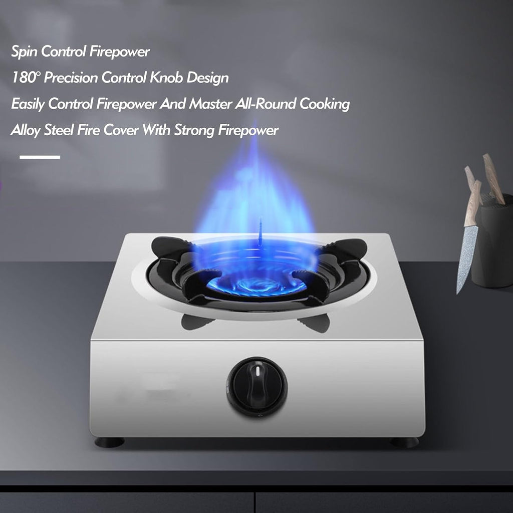 Gas Stove,17742.4 BTU Stainless Steel Tabletop Single Burner,Flameout Protection,Suitable for Home,Apartment,Indoor (Size : NG)