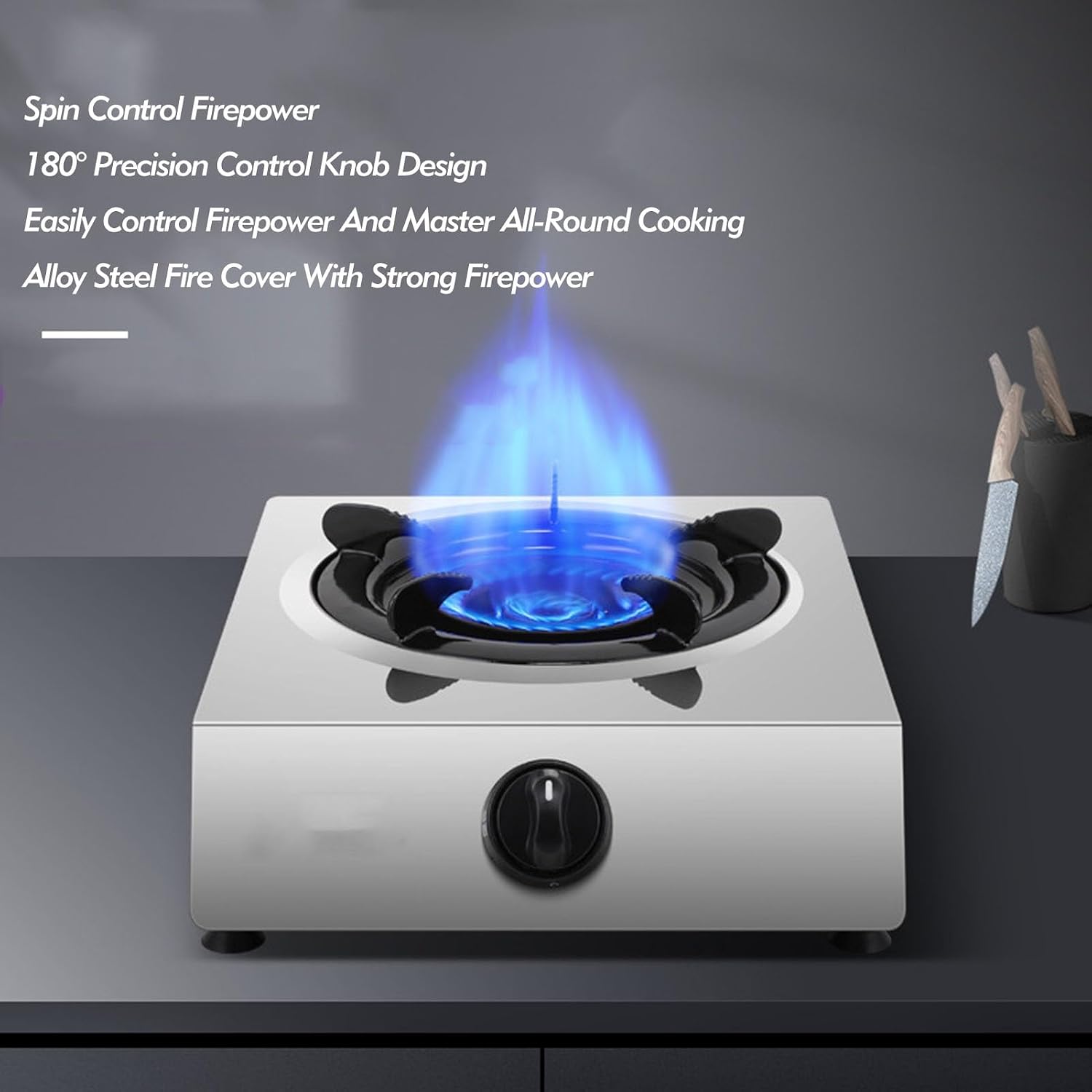 Gas Stove,17742.4 BTU Stainless Steel Tabletop Single Burner,Flameout Protection,Suitable for Home,Apartment,Indoor (Size : NG)