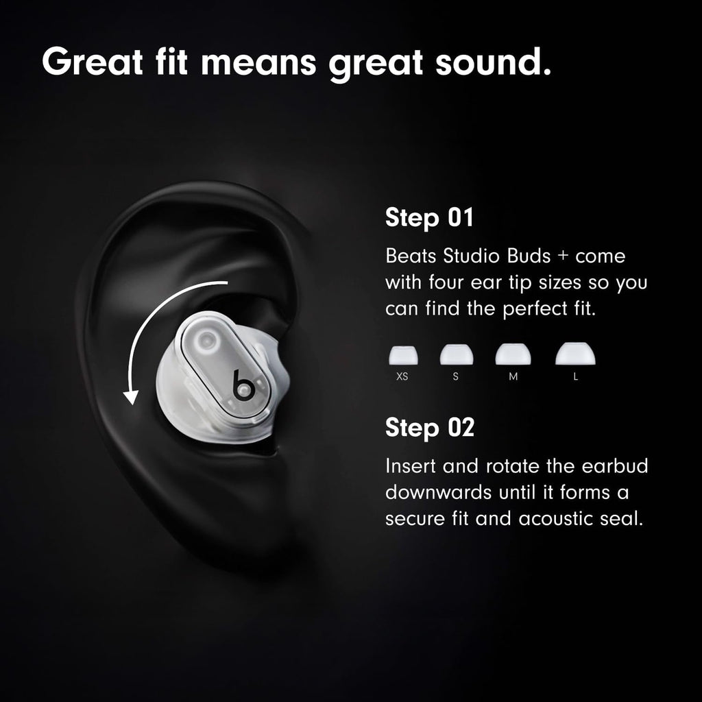 Beats Studio Buds + | True Wireless Noise Cancelling Earbuds, Enhanced Apple & Android Compatibility, Built-in Microphone, Sweat Resistant Bluetooth Headphones, Spatial Audio - Ivory