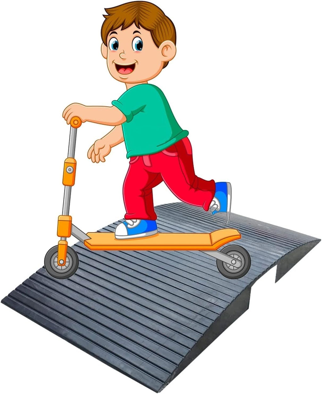 Mobility Scooter/Wheelchair Ramp for Front Door 20' Wide Threshold Ramp for Patio Sliding Door Rubber Bridge Ramp for Driveway/Shed/Doorways 32'x20'x2.5'