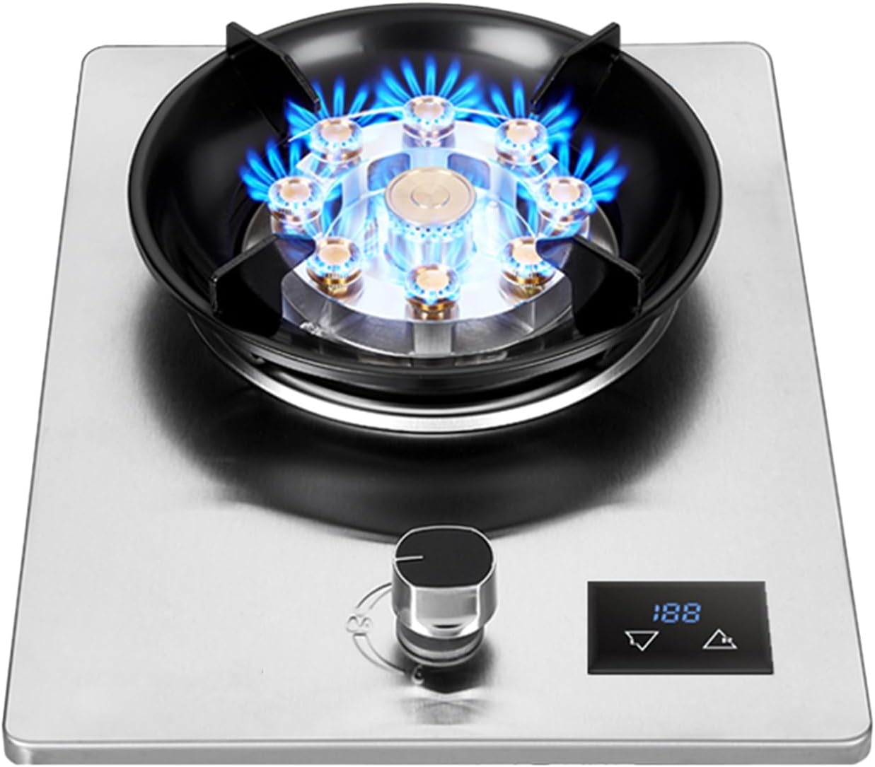 1 Burner Propane Stove,Portable Gas Stove,Tempered Glass Max 17742.4BTU with Pulse Electronic Ignition for Indoor Kitchen, Open Kitchen or Apartment (Color : Silver, Size : NG)