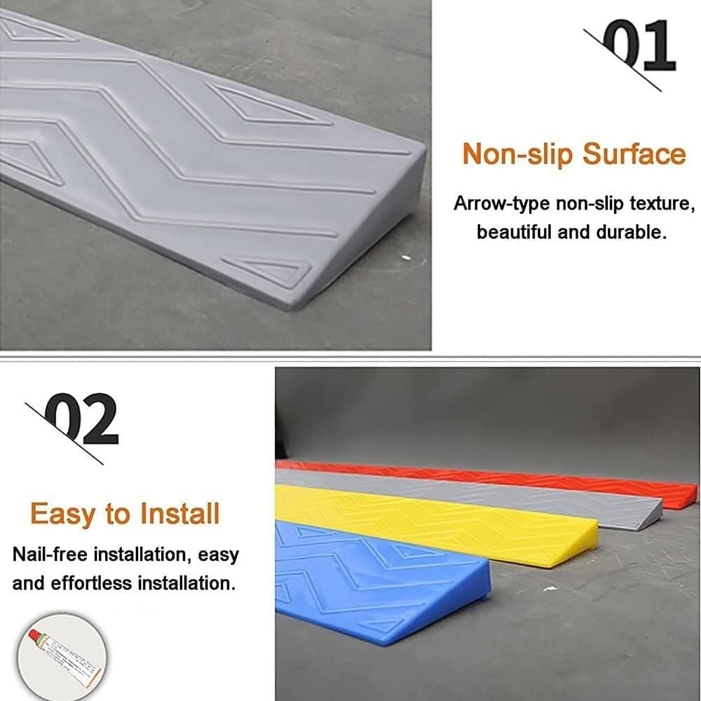 Portable Rubber Wheelchair Ramp for Home Steps/Door, Non-Slip Textured Surface, 39' Wide Curb Ramp with 4' Rise, Lightweight Threshold Ramp