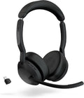 Jabra Evolve2 55 Stereo Wireless Headset - Features AirComfort Technology, Noise-Cancelling Mics & Active Noise Cancellation - Works with UC Platforms Such as Zoom & Google Meet - Black
