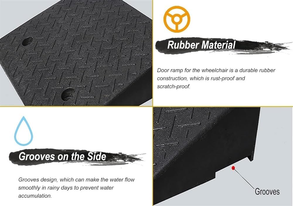 JIUYUEYA 2 Pack Portable Curb Ramps, Heavy Duty Plastic Threshold Ramp Set for Low Cars Driveway Loading Dock BikeMotorcycle (Size : 11cm/4.5in Rise)