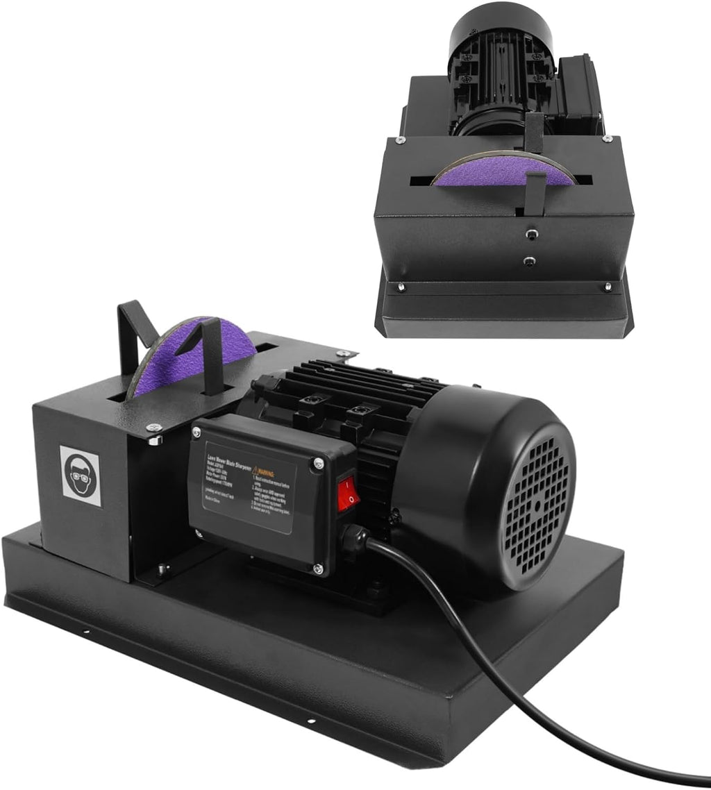 Lawn Mower Blade Sharpener, 1700 RPM Lawnmower Blade Grinder w/ 7' Zirconium Corundum Sandpaper, for High/Low Lift & Gator Blades Electric Grinder Tool for Gator Blades, Flat Blades (2/3HP 500W)