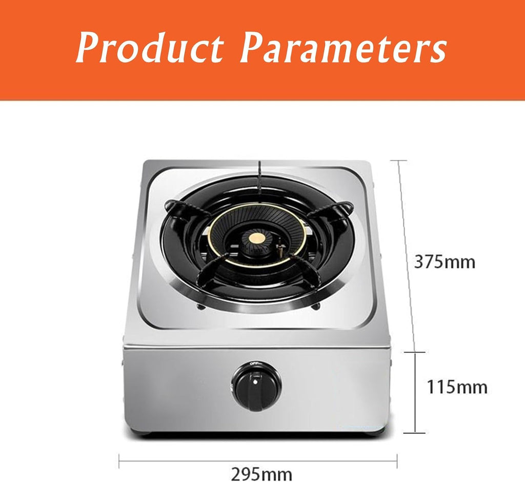 Gas Stove,17742.4 BTU Stainless Steel Tabletop Single Burner,Flameout Protection,Suitable for Home,Apartment,Indoor (Size : LPG), 18648