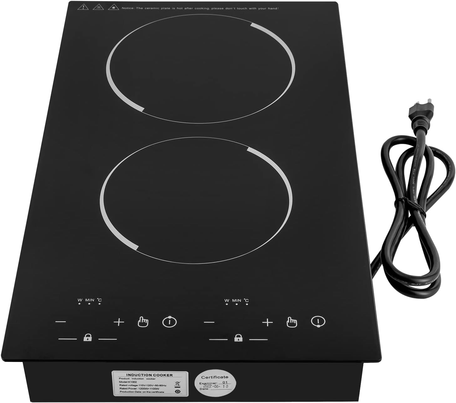 Double Induction Cooktop Induction Cooker 2 Burners, Electric Cooktops with 1800W Sensor Touch, 9 Temperature & Power Levels,Independent Control, 110~120 Volt Plug in Electric Stove
