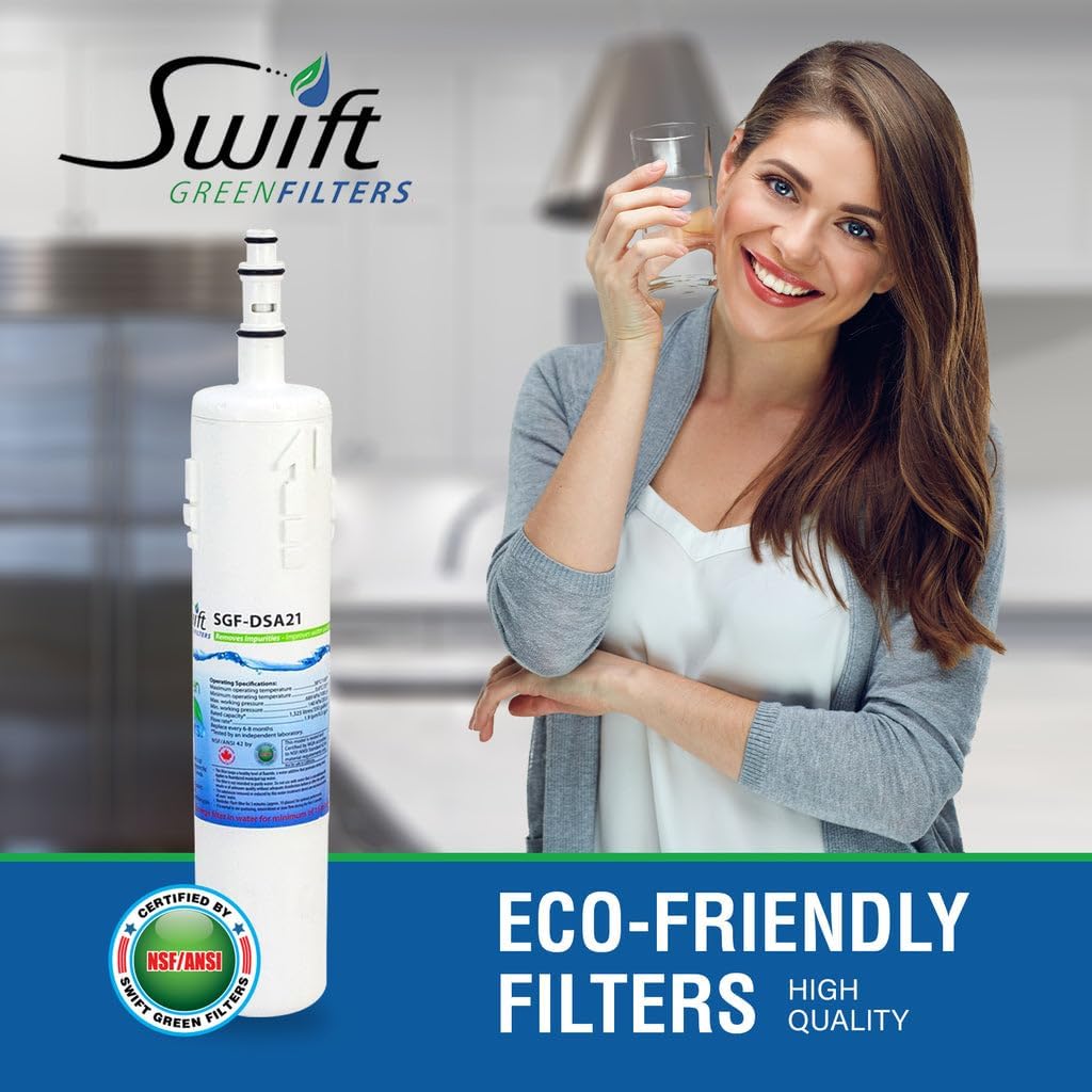 SGF-DSA21 Replacement water filter for Samsung DA29-00012A,DA29-00012B, DA61-00159A,DA29-0003B,EFF-6006A-8 by Swift Green Filters (6 Pack)