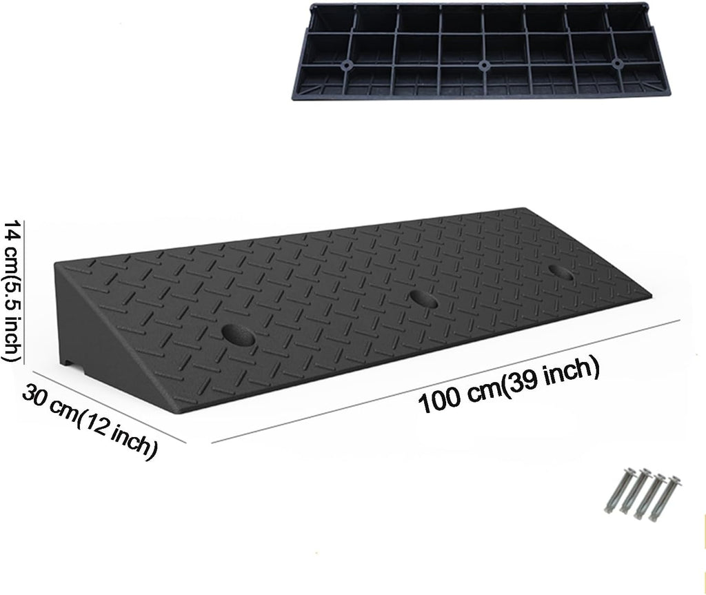 Rubber Kerb Ramp, Heavy Duty Threshold Ramps,Height 3.9/4.3/4.7/5.1/5.5/5.9 inches,Curb Ramp for Driveway, Mobility Scooter/Door/Step(Height 10cm (4 inch))