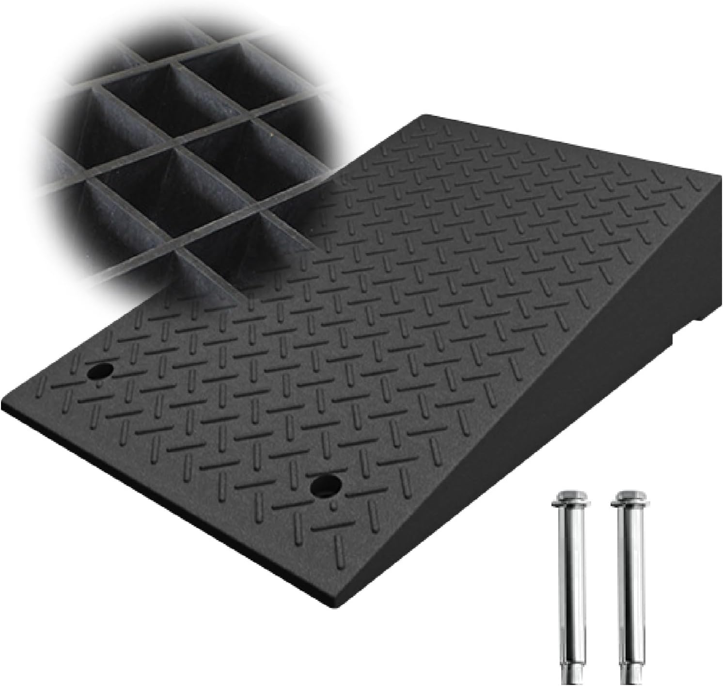 Threshold Ramp Sidewalk Curb Ramps Rubber Kerb Ramp Stairs Slope Ramp Doggy Door Ramp for Car Motorcycle Wheelchairs Scooter Bike Truck Forklifts(19.7x31.5x5.1in)