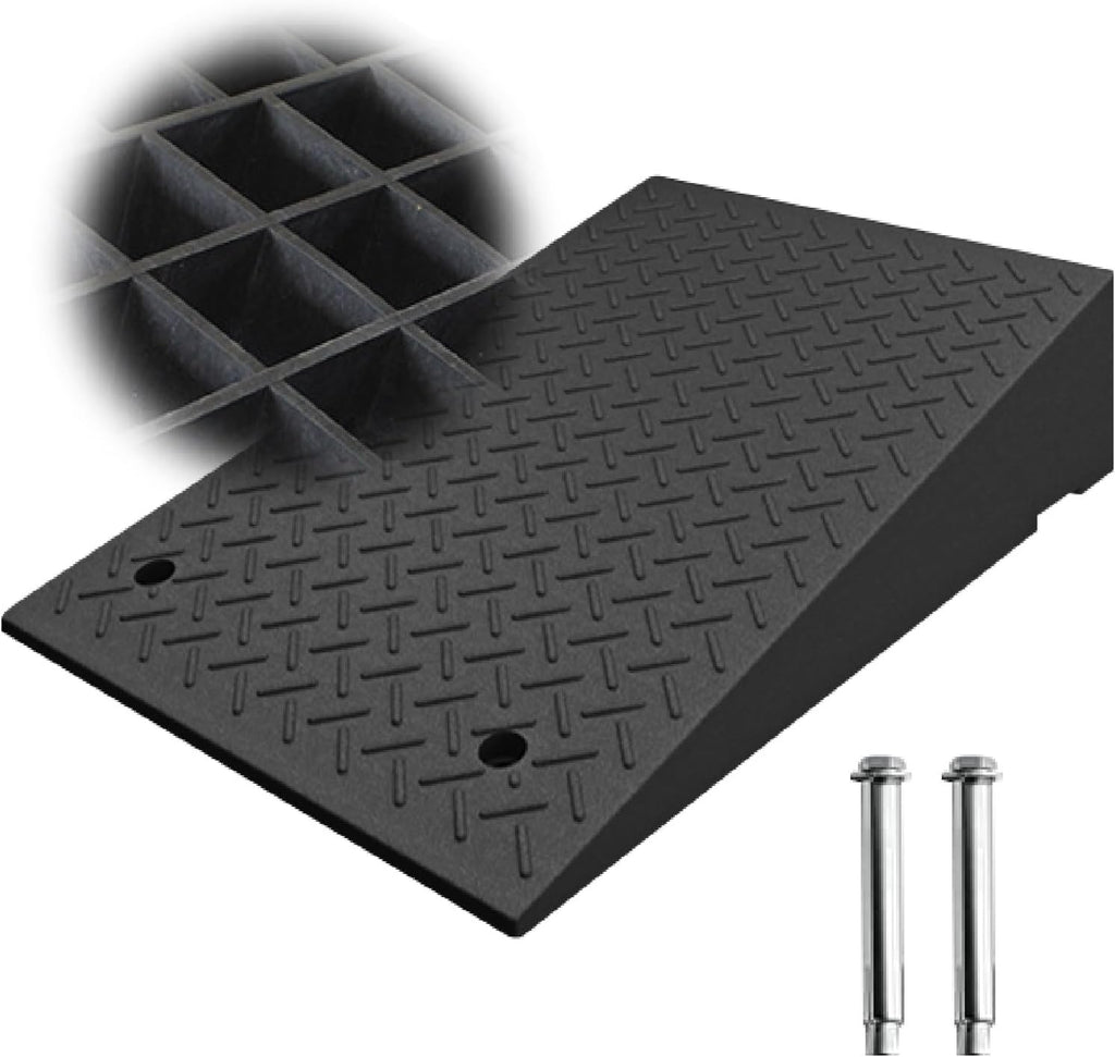 Threshold Ramp Sidewalk Curb Ramps Rubber Kerb Ramp Stairs Slope Ramp Doggy Door Ramp for Car Motorcycle Wheelchairs Scooter Bike Truck Forklifts(19.7x31.5x5.5in)