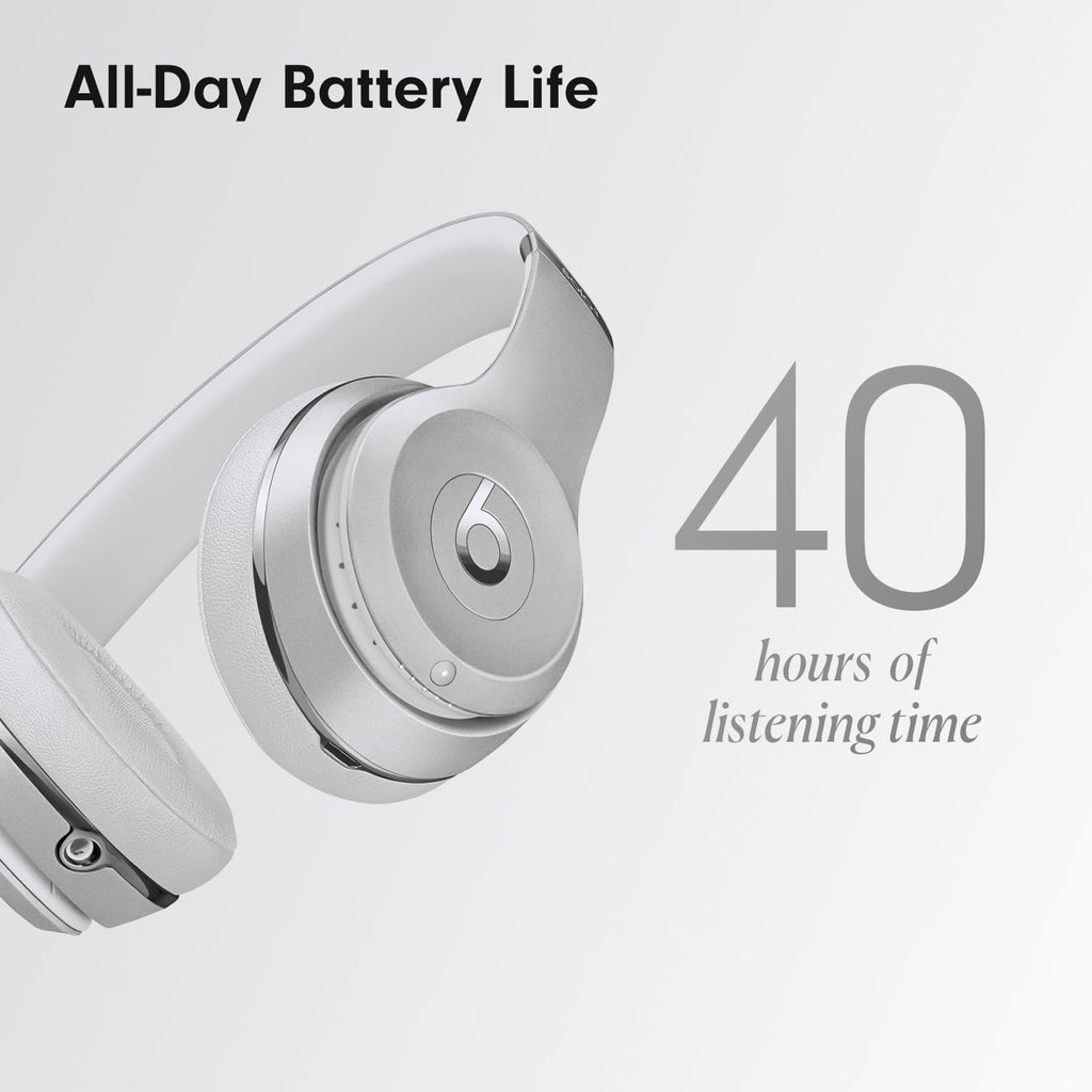 Beats Solo3 Wireless On-Ear Headphones - Silver (2024 Model) (Renewed)