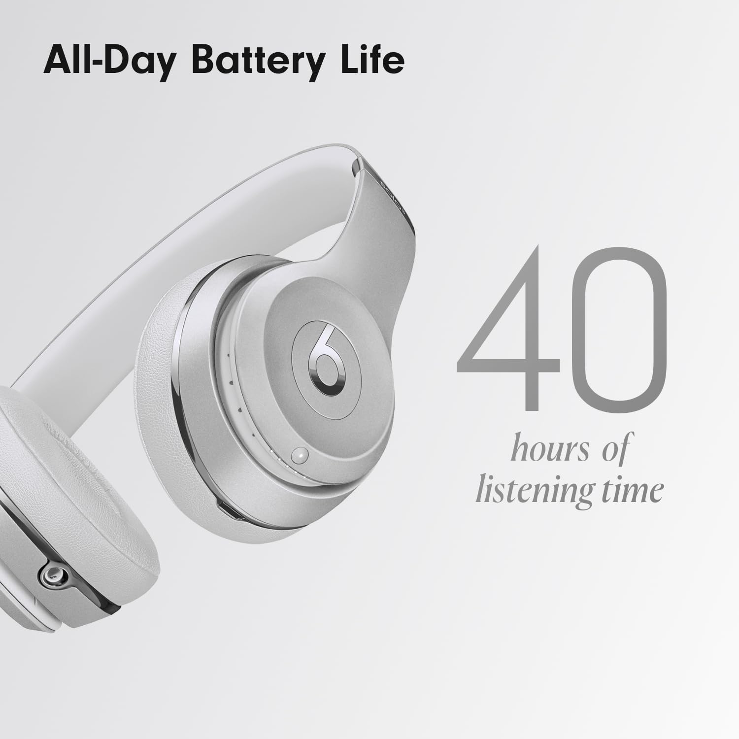 Beats Solo3 Wireless On-Ear Headphones - Silver (2024 Model) (Renewed)