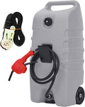 Garvee 15 gal Gas Can, Fuel Caddy with Pump, Fuel Transfer Tanks with 10 ft Delivery Hose Diesel Fuel Can for Cars, Lawn Mowers, Boats,Medium, Gray