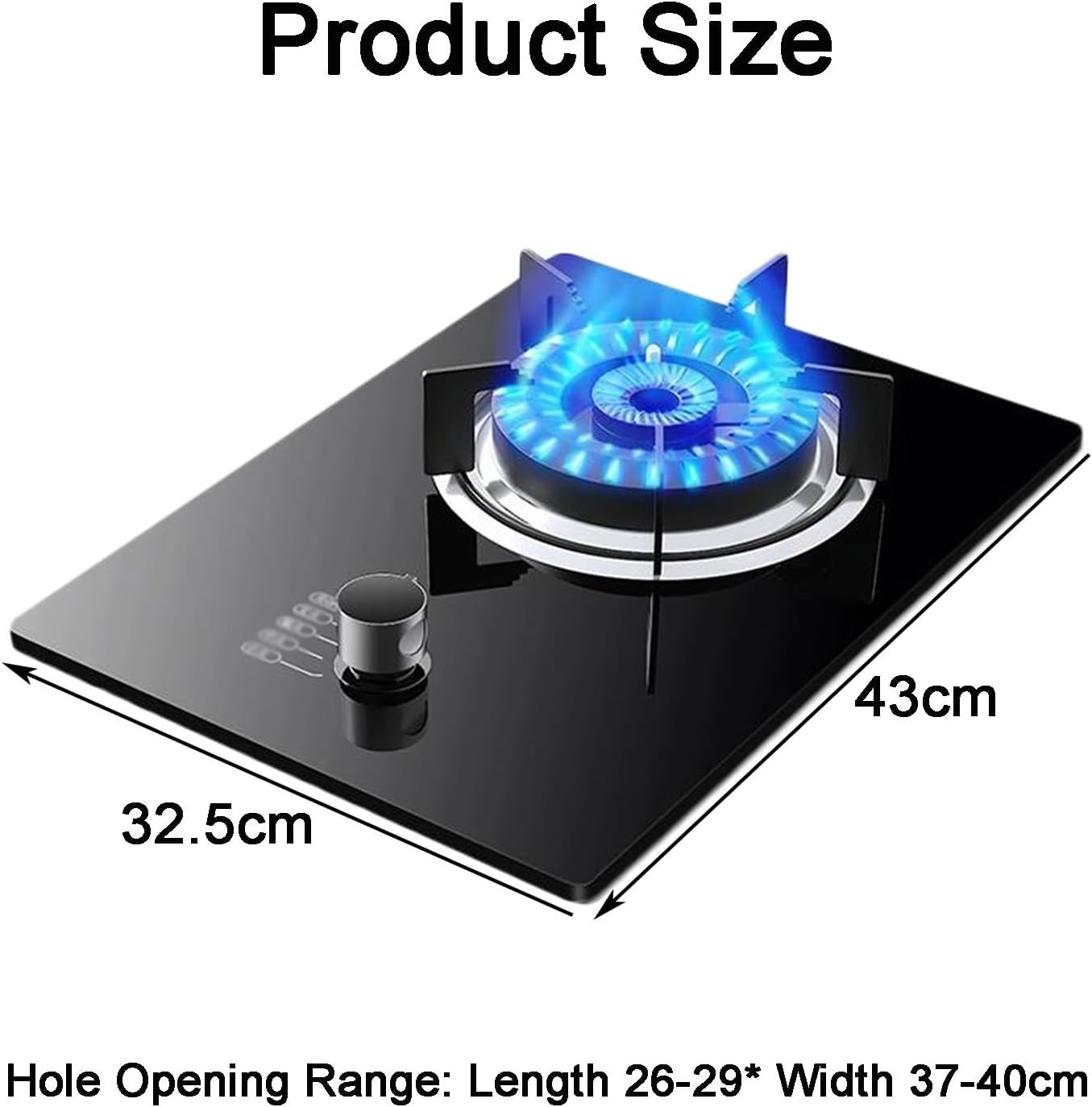 Gas Stove Single Burner,5.2KW Tempered Glass Stove,NG/LPG Conversion Stove,Desktop Embedded Dual-purposewith Flameout Protection(LPG)