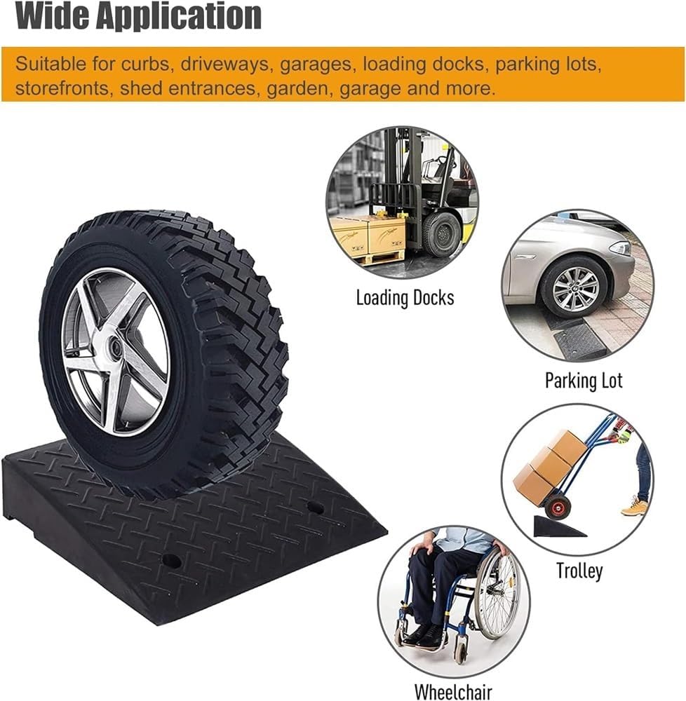 JIUYUEYA Rubber Curb Ramp 2 Pack,Heavy-Duty 6600 lbs Capacity Threshold Ramps, Driveway Ramps with Stable Grid Structure for Cars, Wheelchairs, Bikes (Size : 15cm/6in)