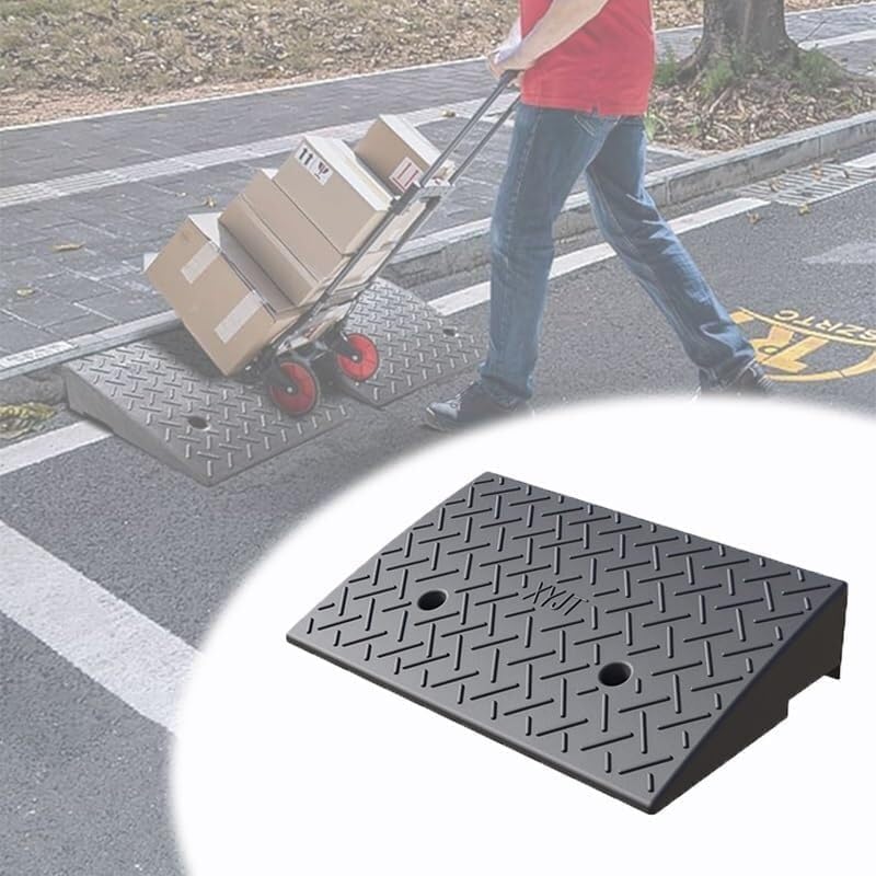 Rubber Ramps Threshold ramp, Rubber Road Curb ramp, car ramp pad with Anti-Slip Surface(50 * 32 * 11cm/50 * 12.6 * 4.3in)