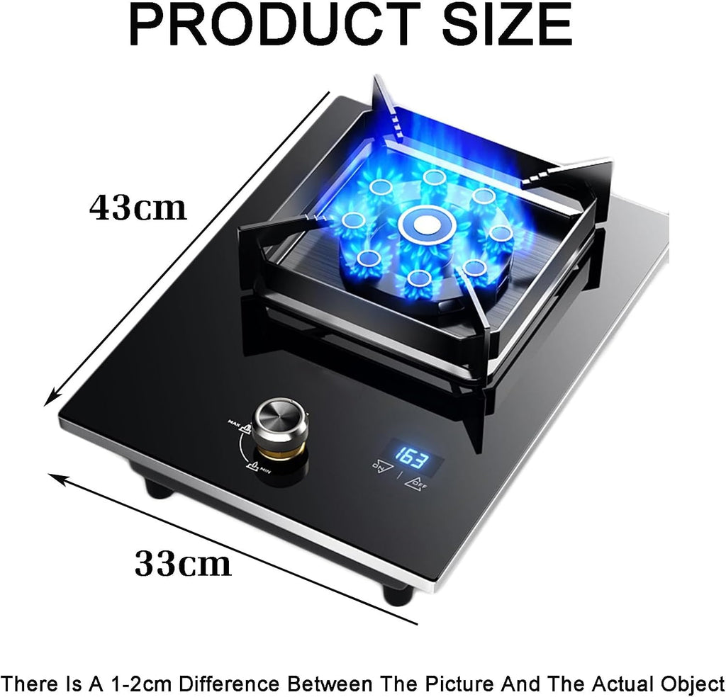 Gas Stove Single Burner,Tempered Glass 5.2KW Nine-Cavity High-Fire Burner,Natural Gas/Liquefied Gas Conversion Stove,with Flameout Protection and Timer(NG)