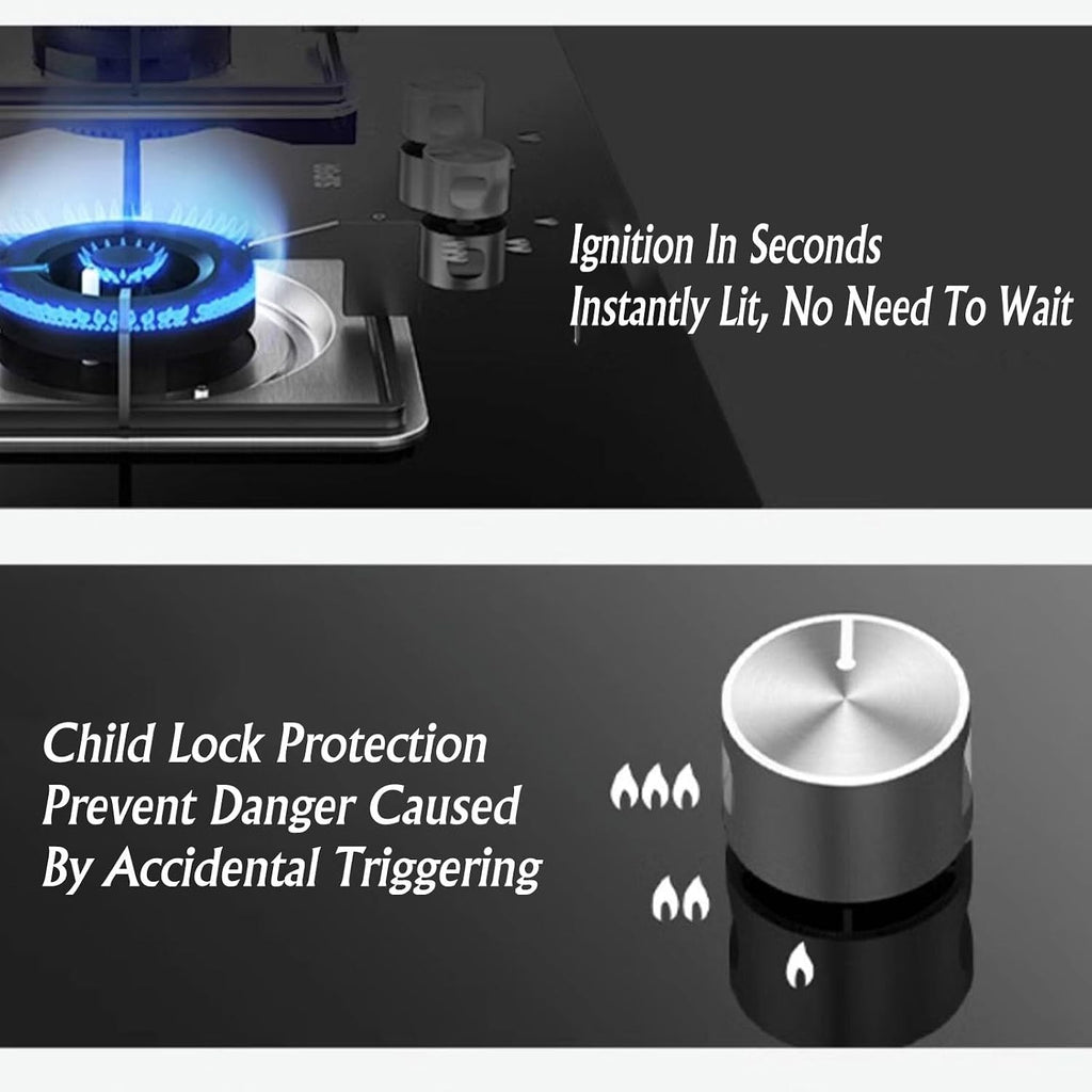 Propane Stove,tempered Glass Gas Cooktop,2 Burners Portable Propane Stove,Maximum 17742.4BTU Great for Family Restaurants and Food Trucks (Color : NG)