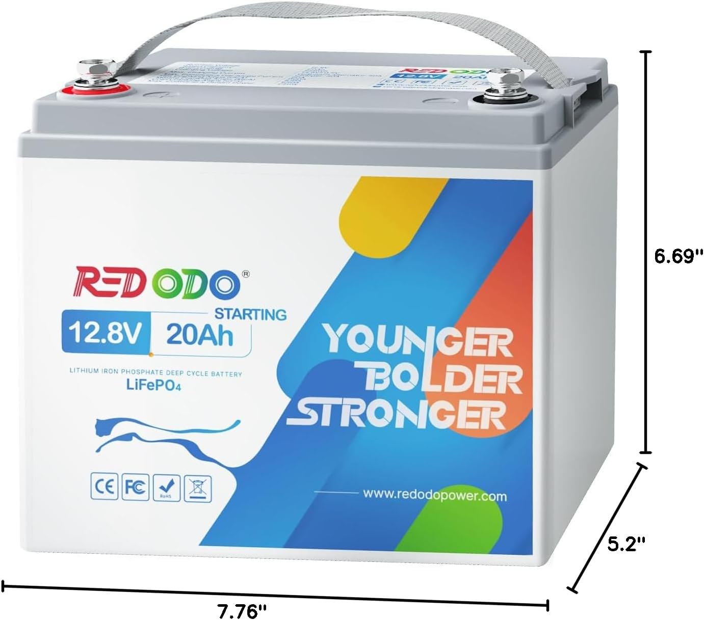 Redodo 12V 20Ah Lithium LiFePO4 Battery, 800CCA Cranking Battery, Group U1 Marine Battery Built in BMS, 40C Discharge Lithium Battery for Outboard Motor, Lawn Mower