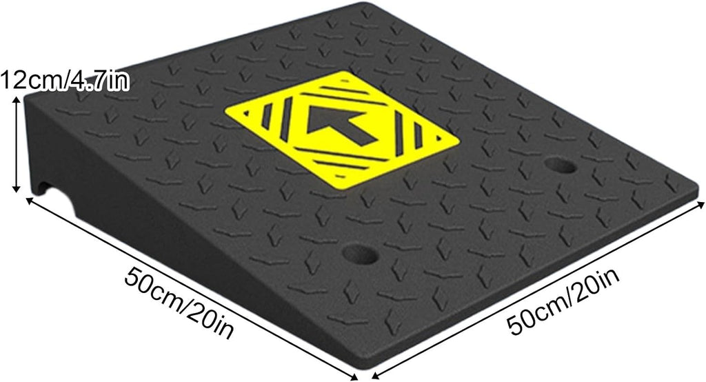 Heavy Duty 6614lb/3000kg Curb Ramp, Non-Slip Surface, Threshold Ramp with Yellow Arrow, Suitable for Car, Motorcycle, Bike, Wheelchair(50 * 50 * 12cm/20 * 20 * 4.7in)