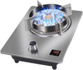 Gas Stove with 1 Burner,Stainless Steel Gas Cooker,7.2KW Nine-Cavity High-fire Timer,Outdoor and Indoor Portable,with Flameout Protection,for Home Kitchen(NG)