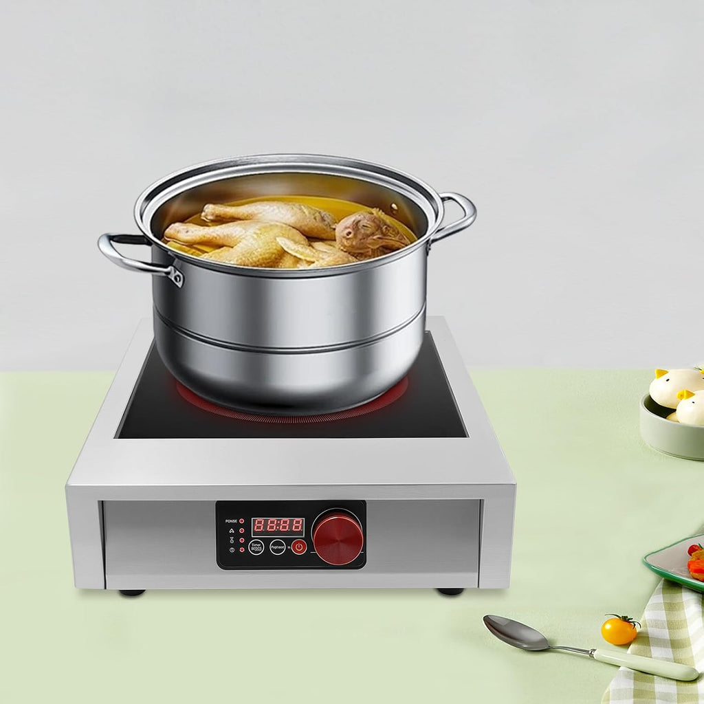 Commercial Induction Cooktop 3500W Portable with LED Display, 12' Cooking Zone & Adjustable Temp 176-572°F for Restaurants, Home Chefs, RV Cooking