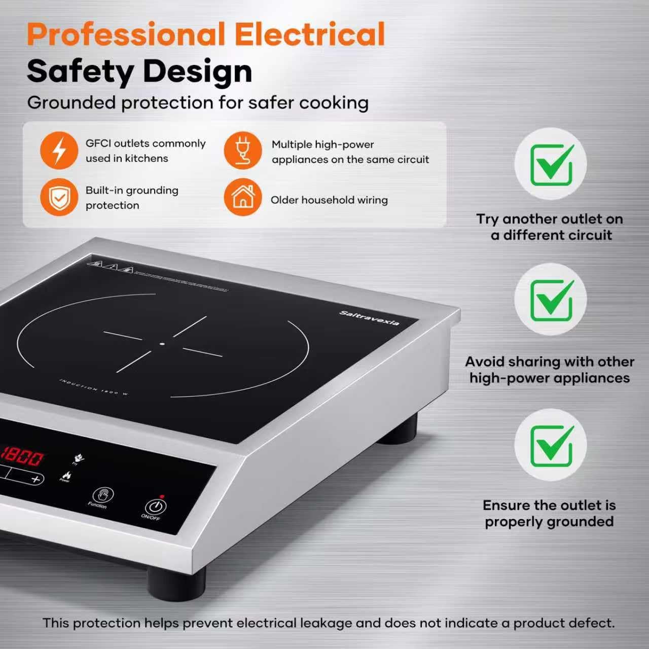 Portable Induction Cooktop 1800W, Single Burner Induction Cooker with Touch Control, Low Power Continuous Heating, Dual IGBT System, Dual Cooling Fans, Timer, Safety Lock, 110-120V