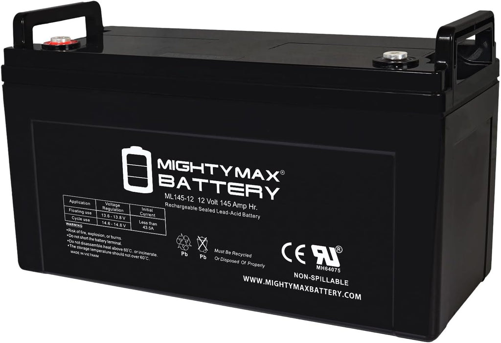 Mighty Max Battery Mighty Max Battery ML145-12 - 12 Volt 145 AH, Internal (INT) Terminal, Rechargeable SLA AGM Battery