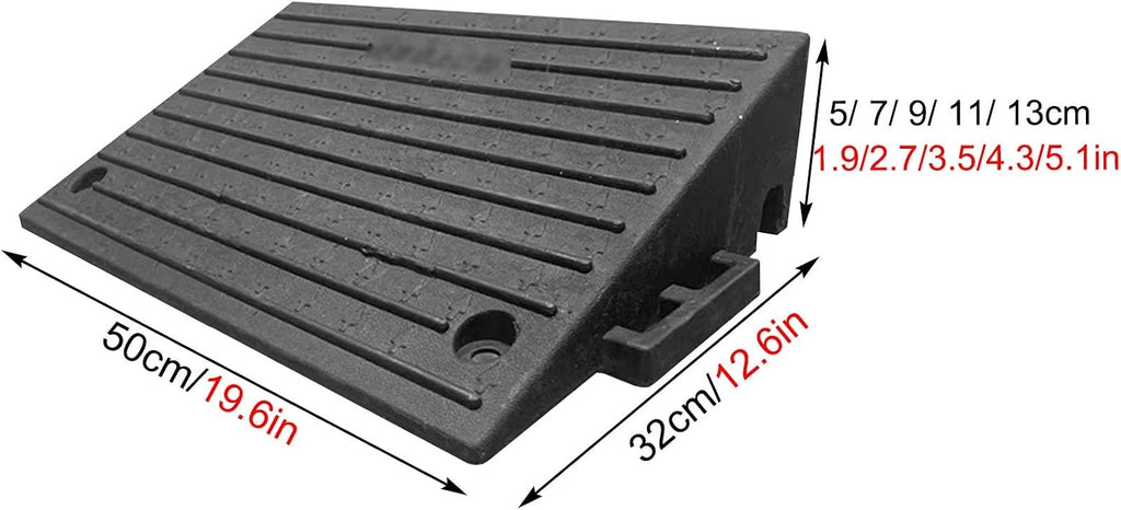 Rubber Kerb Ramps,Curbside Driveway Ramp,Doorway Curb Ramps,Durable And Easy To Install,Suitable For Vehicles,Wheelchairs,Warehouses,Motorcycles,Door Thresholds(50*32*9cm/19.6*12.6*3.5in)